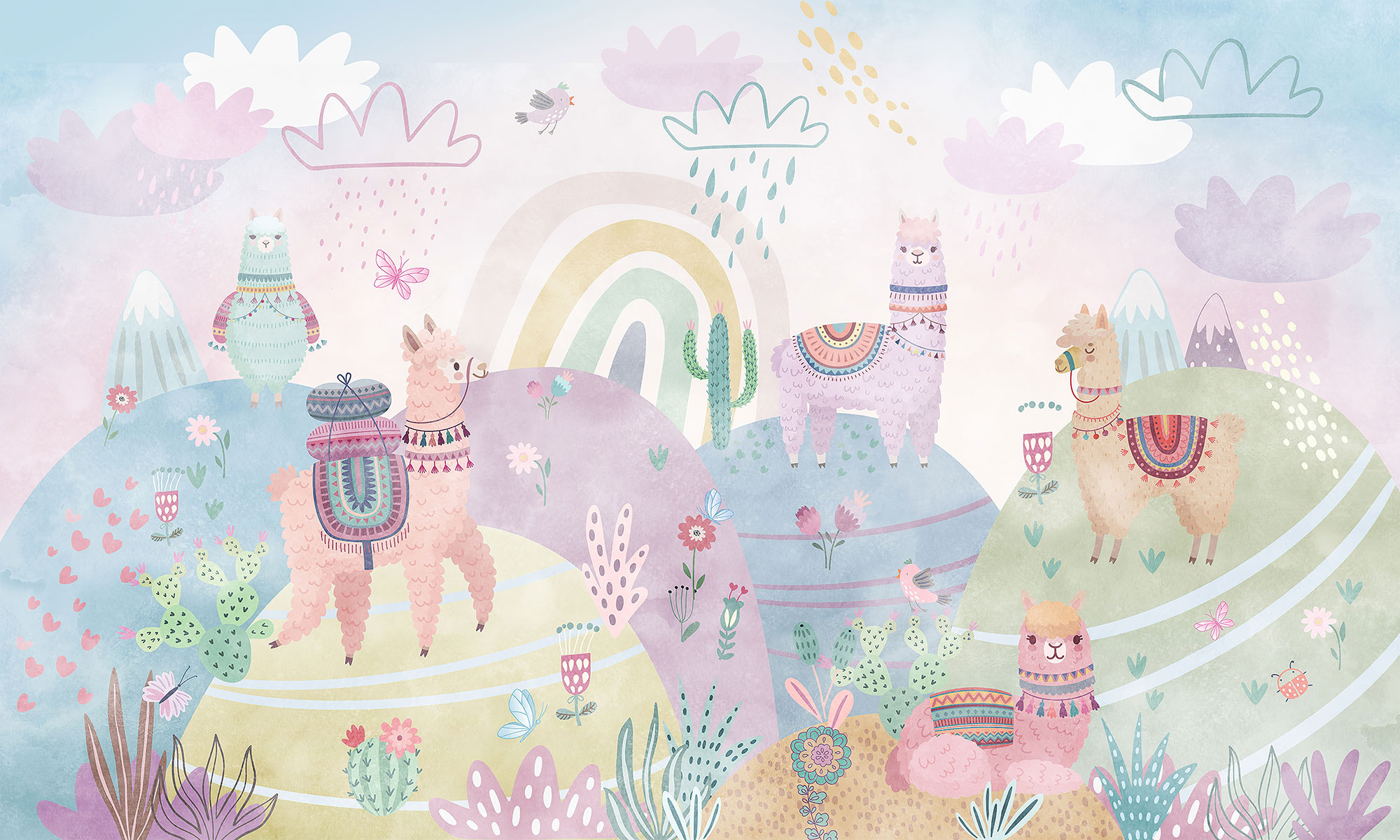 Vlies-Fototapete nach Maß, Bunte Lamas, 10031, Vavex