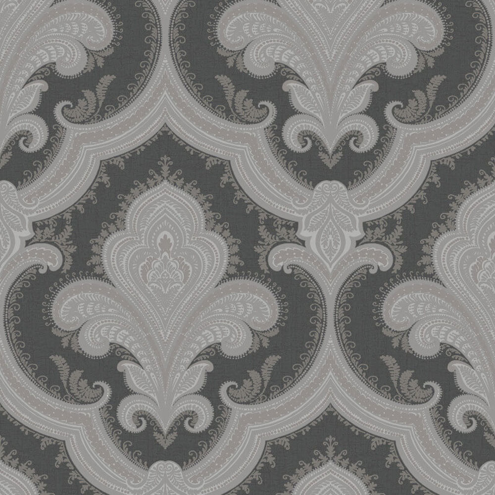 Luxuriöse Vlies-Barocktapete, schwarz-silber, 519945, Best Sellers, Design ID