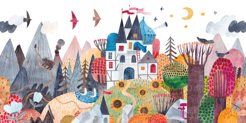 Kinder Vlies Fototapete nach Maß, Schloss im Wald, 10152, Vavex