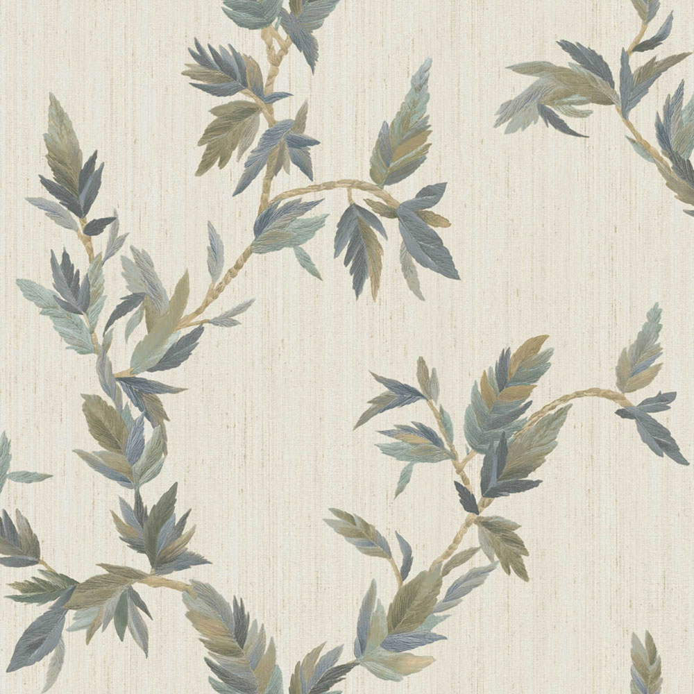 Tapete, beige-grün-blau, Blätter, 35915, Ornamenta, Parato by Cristiana Masi
