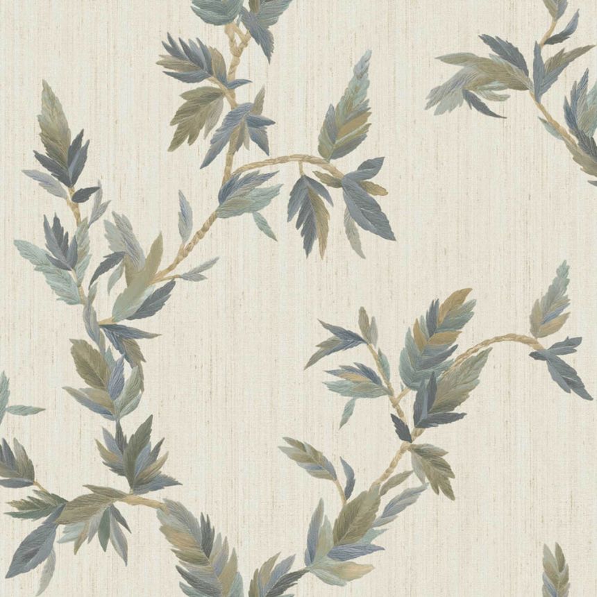 Tapete, beige-grün-blau, Blätter, 35915, Ornamenta, Parato by Cristiana Masi