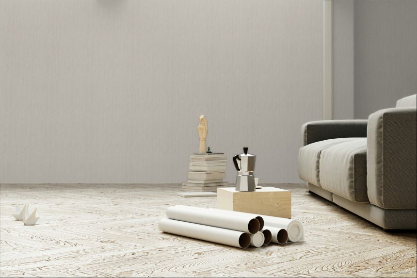 Tapete, grau-beige, Stoffoptik, 35984, Ornamenta, Parato by Cristiana Masi