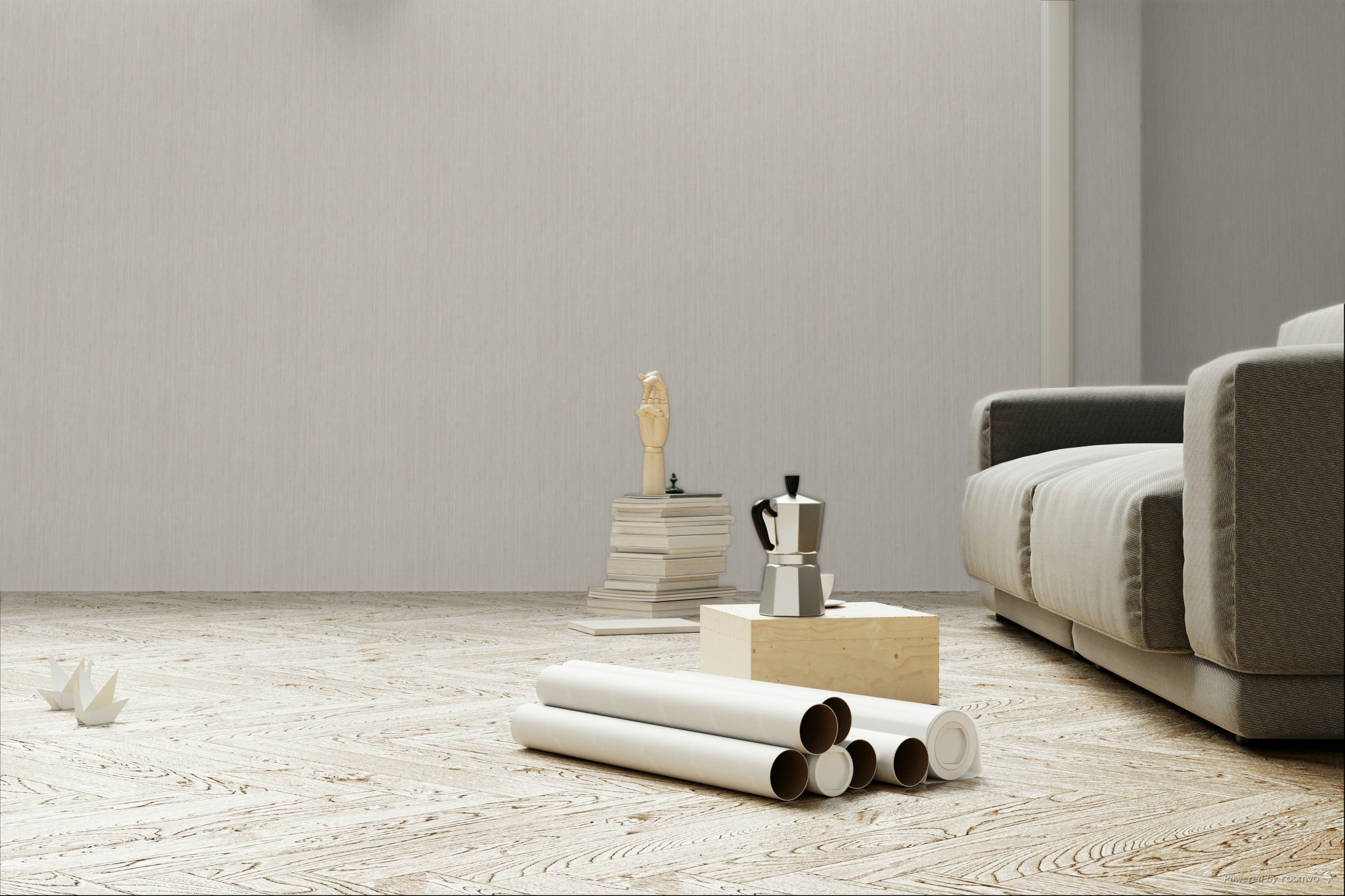Tapete, grau-beige, Stoffoptik, 35984, Ornamenta, Parato by Cristiana Masi