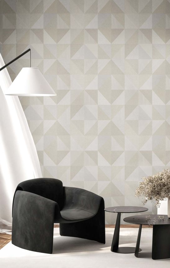 Geometrische Tapete, grau-beige, 32416, Vitalis, Parato by Cristiana Masi