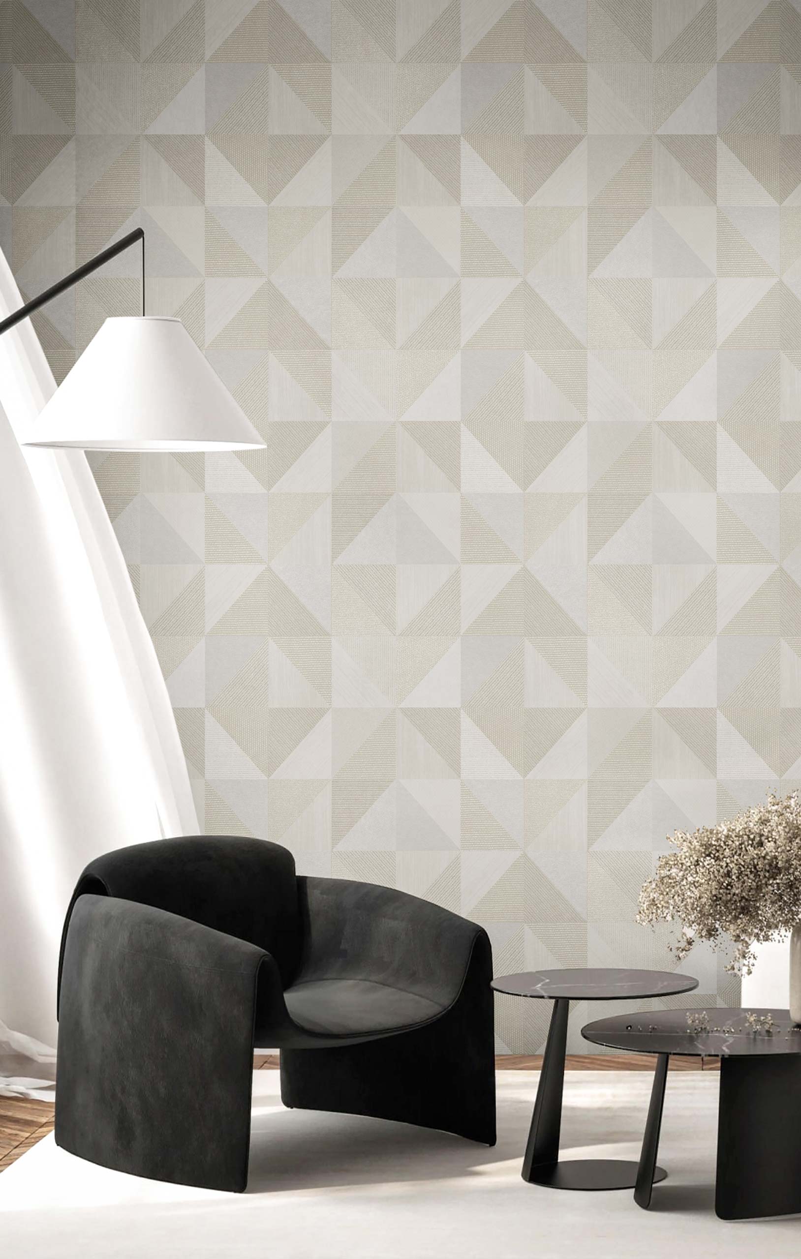 Geometrische Tapete, grau-beige, 32416, Vitalis, Parato by Cristiana Masi