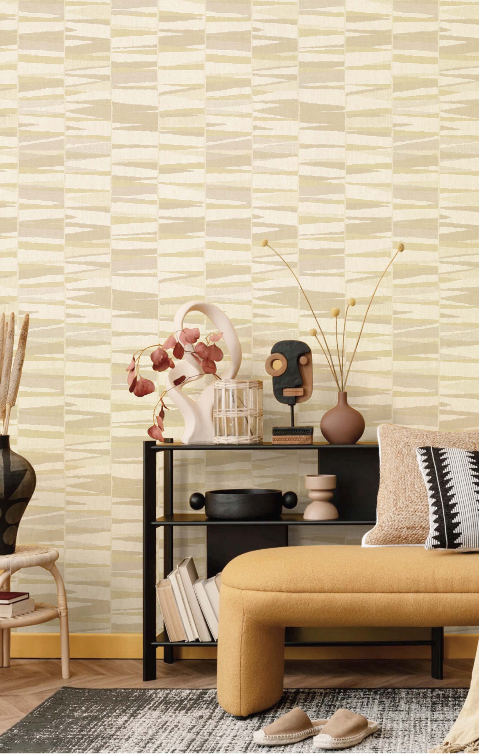 Geometrische Tapete, beige, 32442, Vitalis, Parato by Cristiana Masi