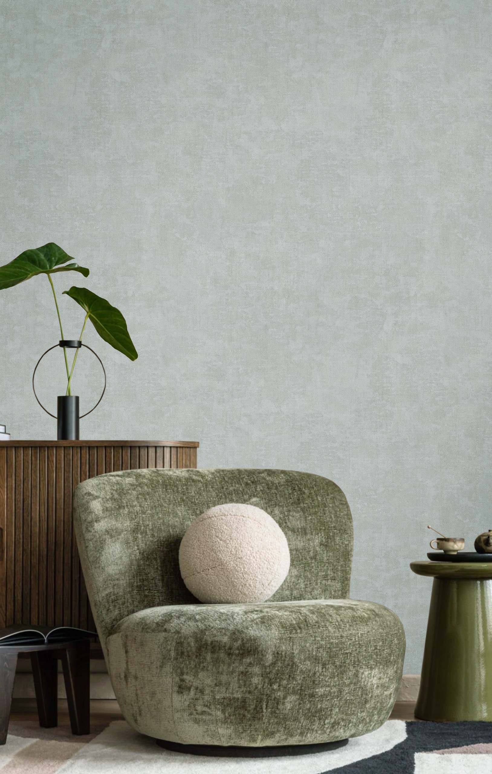 Tapete, grau-blau, Stoffoptik, 32476, Vitalis, Parato by Cristiana Masi