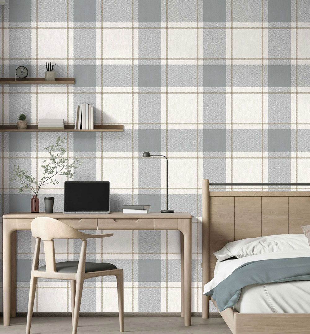 Tapete, blau-beige, Stoffoptik, 38406, Top Stripes, Parato by Cristiana Masi