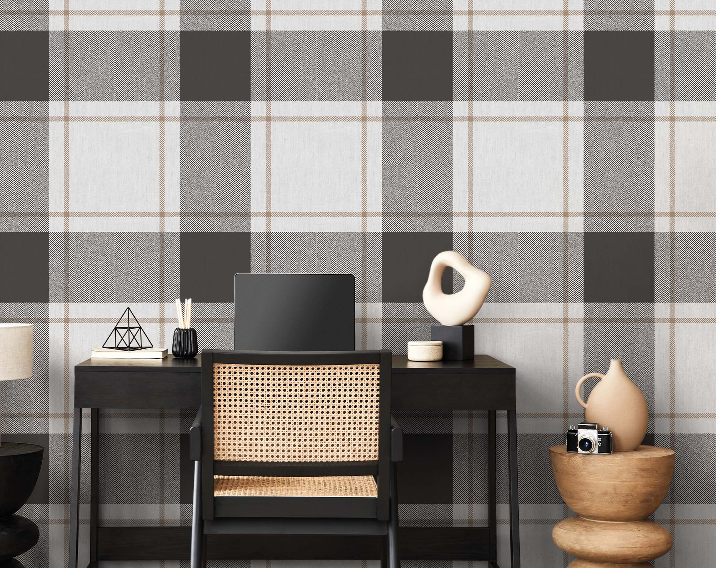 Tapete, grau-schwarz, Stoffoptik, 38409, Top Stripes, Parato by Cristiana Masi