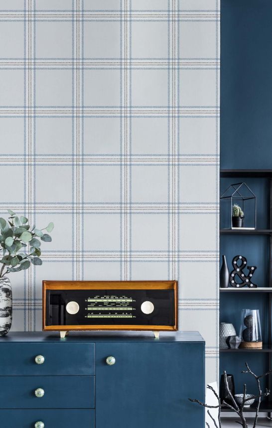 Tapete, grau-blau, Stoffoptik, 38415, Top Stripes, Parato by Cristiana Masi