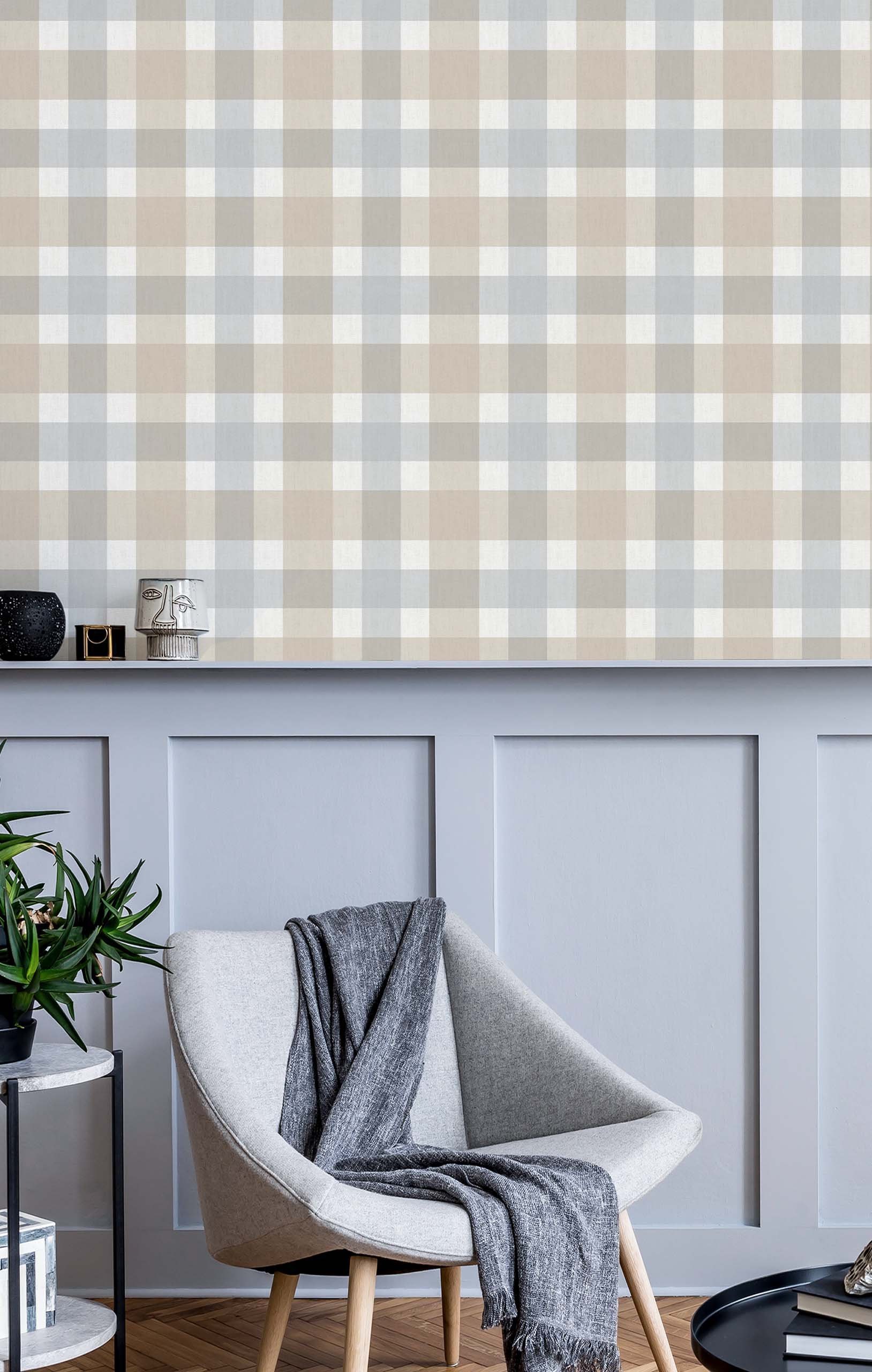 Tapete, beige-blau, Stoffoptik, 38423, Top Stripes, Parato by Cristiana Masi