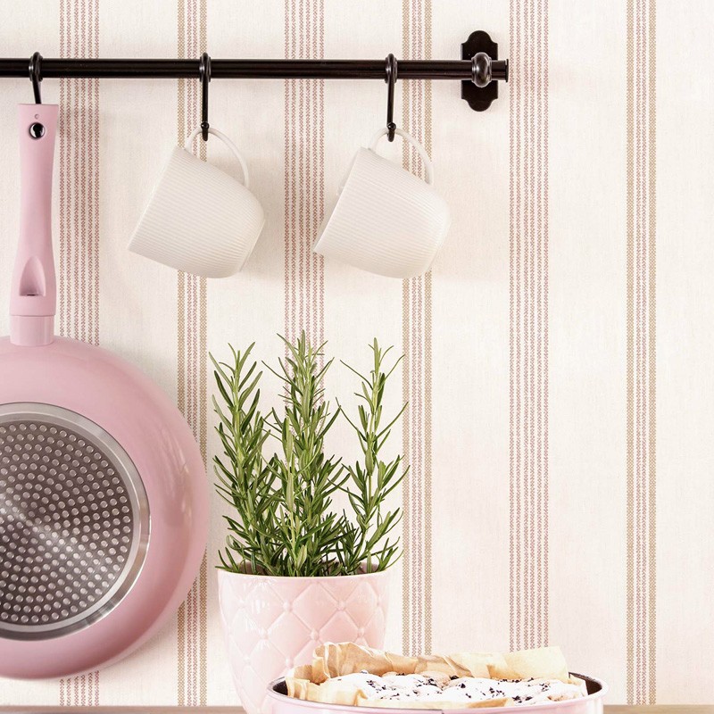 Tapete, rosa, Stoffoptik, Streifen, 38428, Top Stripes, Parato by Cristiana Masi