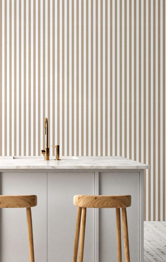 Tapete, braun, Stoffoptik, Streifen, 38437, Top Stripes, Parato by Cristiana Masi