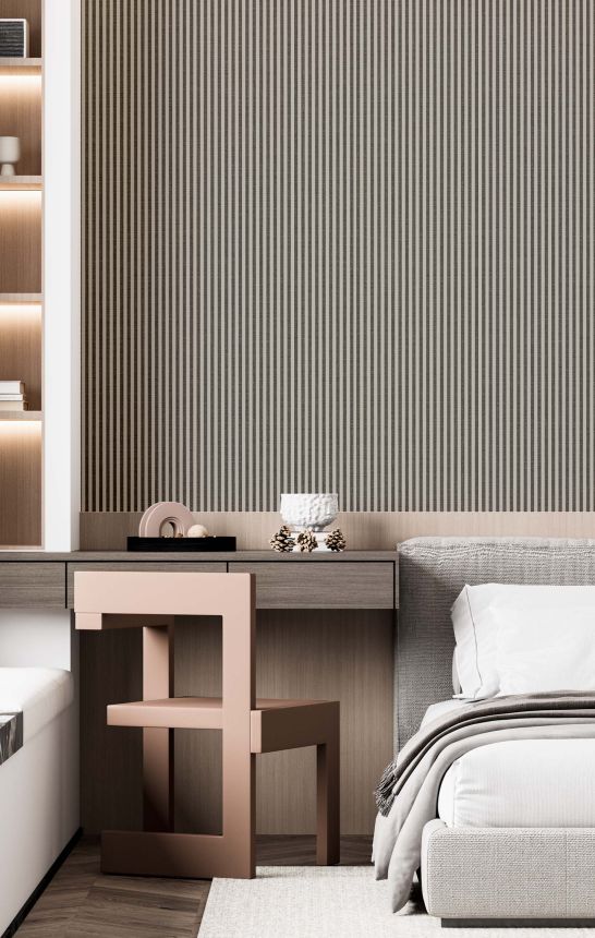 Tapete, grau-schwarz, Stoffoptik, Streifen, 38489, Top Stripes, Parato by Cristiana Masi