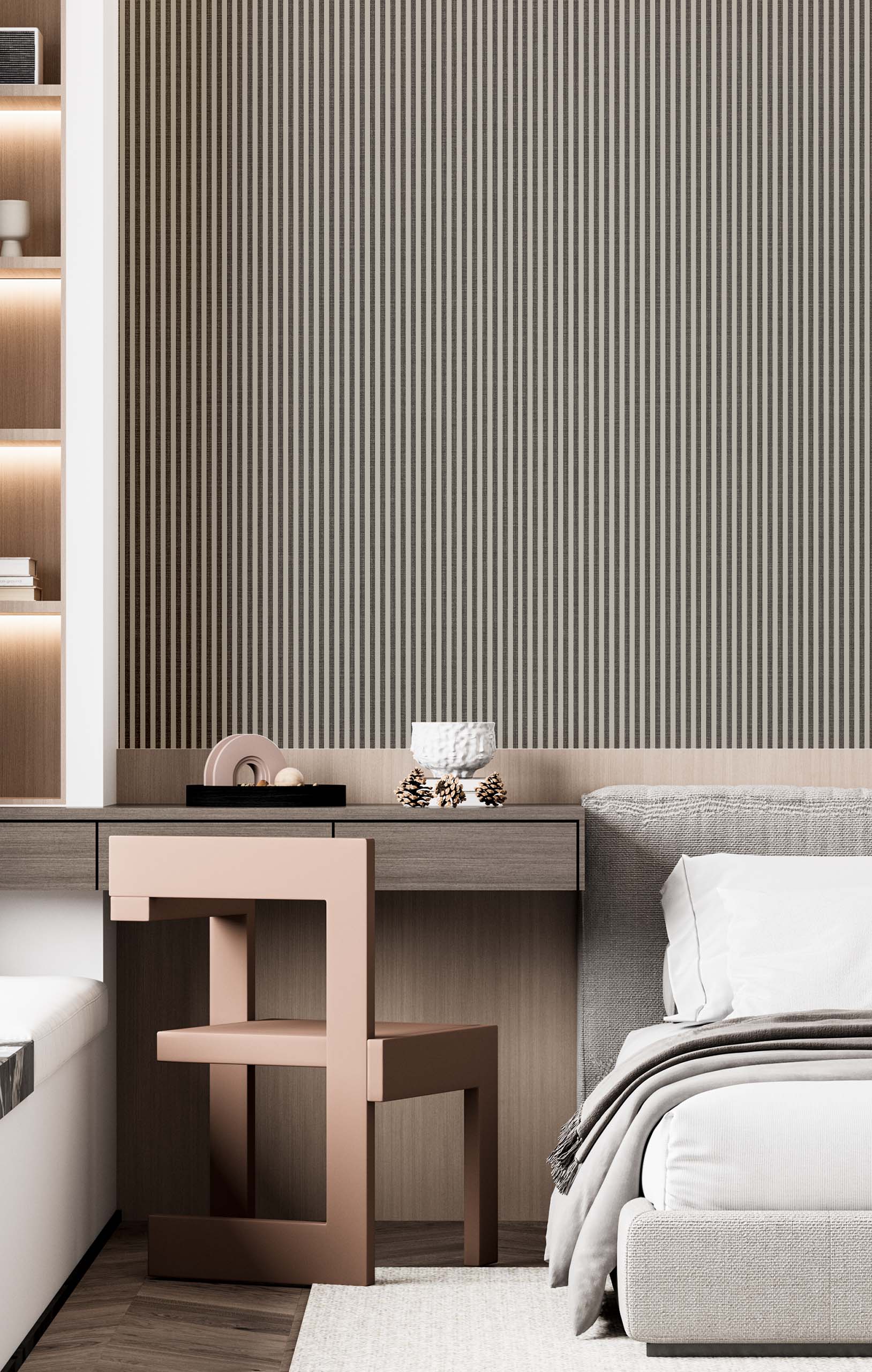 Tapete, grau-schwarz, Stoffoptik, Streifen, 38489, Top Stripes, Parato by Cristiana Masi