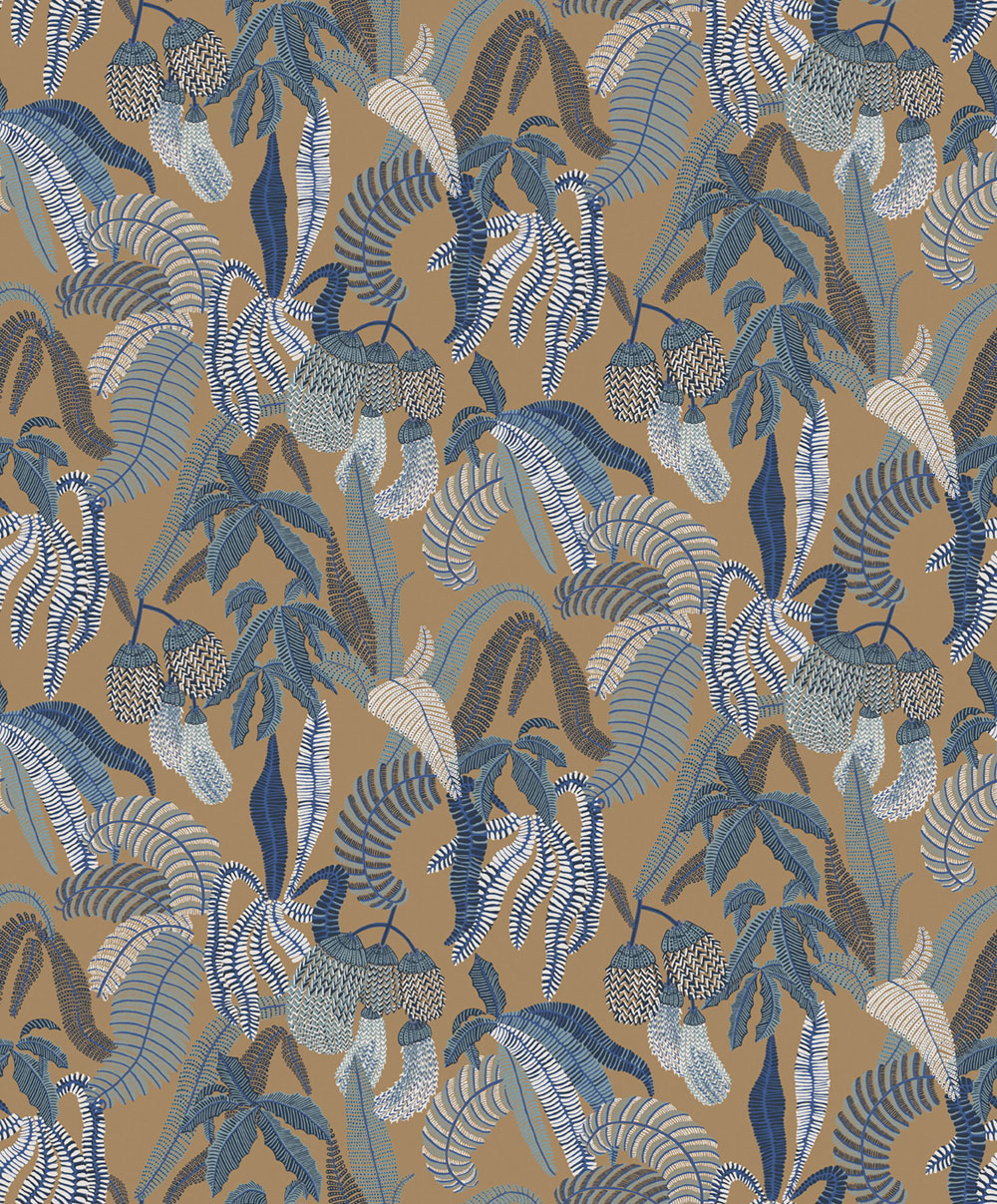 Vliestapete, braun, Blätter, ROM003, Romance, Masureel