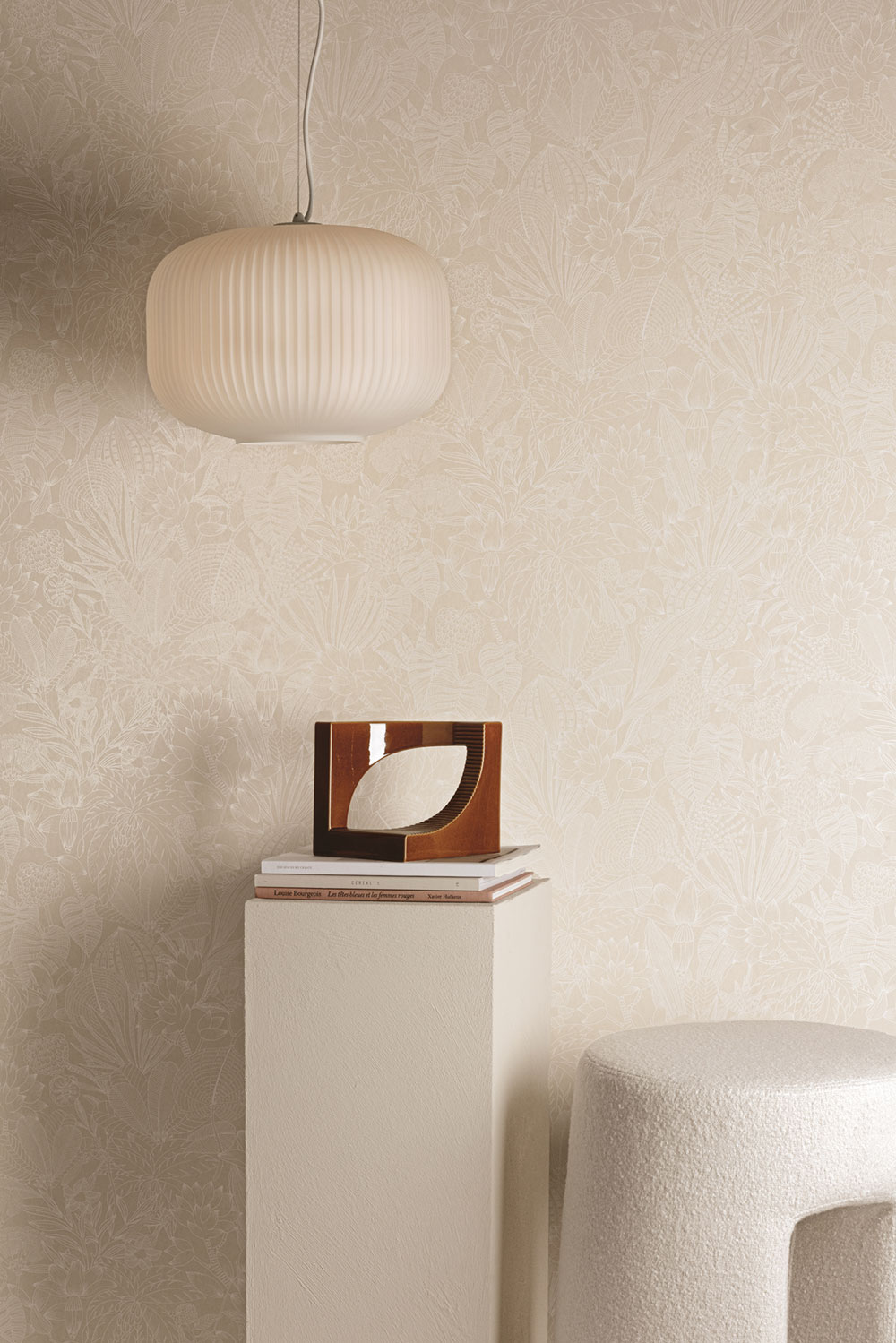 Vliestapete, beige, Blätter, ROM101, Romance, Masureel