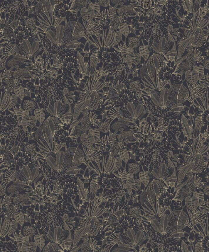 Vliestapete, schwarz-gold, Blätter, ROM103, Romance, Masureel