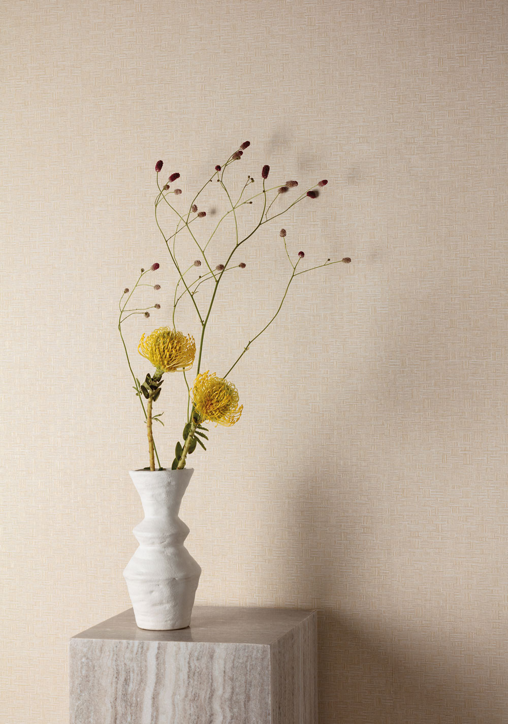 Vliestapete, beige, Stoffimitat, ROM301, Romance, Masureel