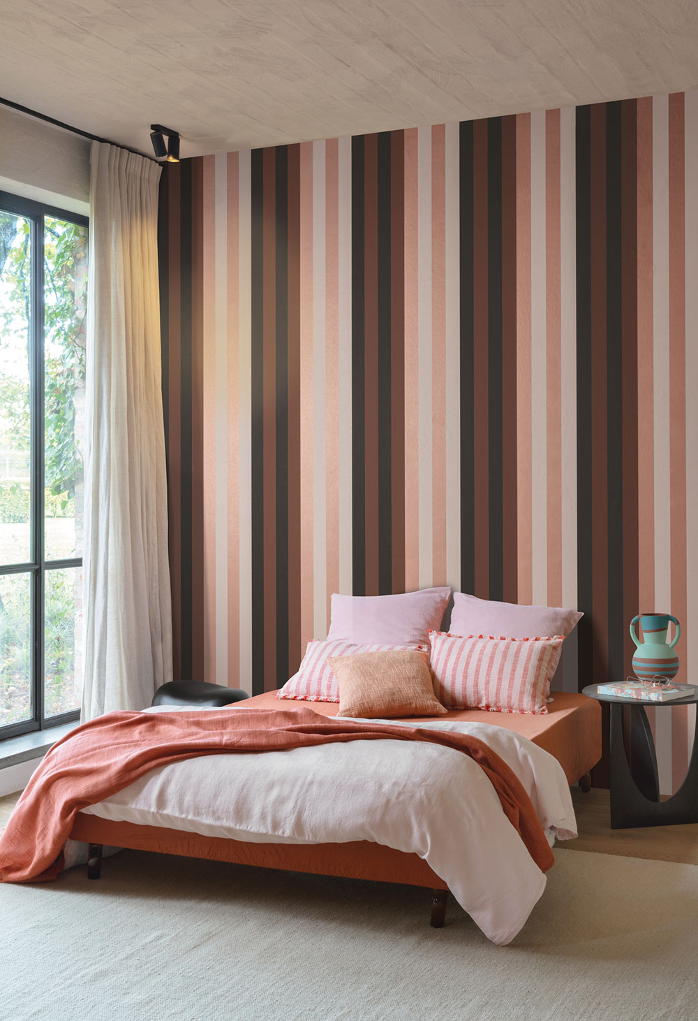 Vliestapete, braun-beige, geometrisch, Streifen, ROM504, Romance, Masureel