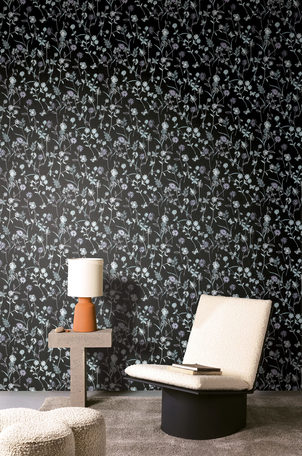 Tapete, schwarz, Blumen, ZON101, Amazone, Masureel