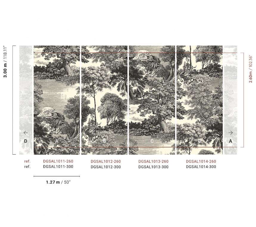 Fototapete, schwarz, Wald, Bäume, DGSAL1011-300, Amazone, Masureel