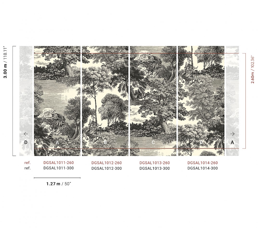 Fototapete, schwarz, Wald, Bäume, DGSAL1011-300, Amazone, Masureel