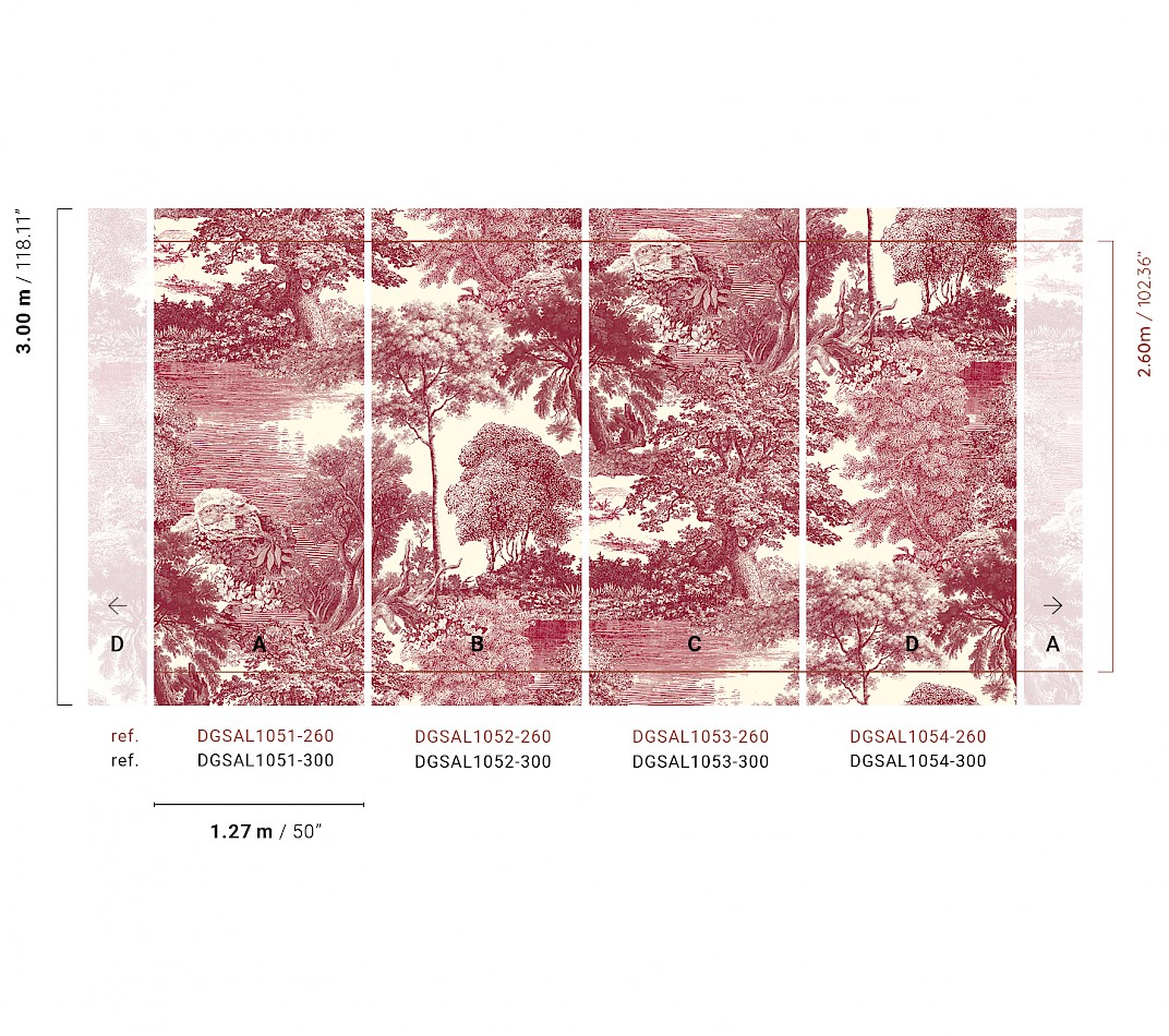 Fototapete, rot, Wald, Bäume, DGSAL1051-260, Amazone, Masureel