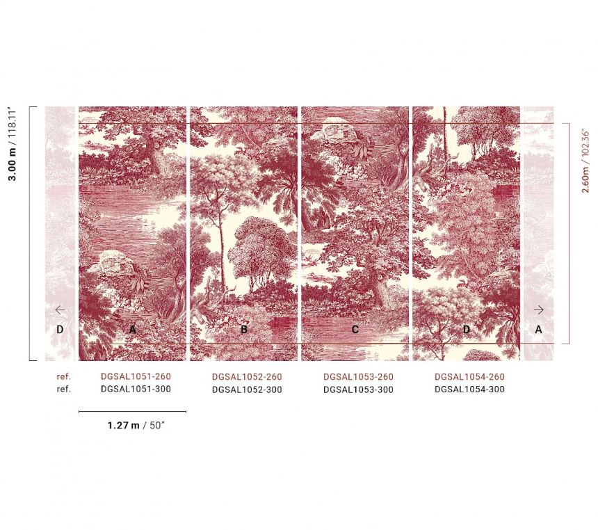 Fototapete, rot, Wald, Bäume, DGSAL1054-300, Amazone, Masureel