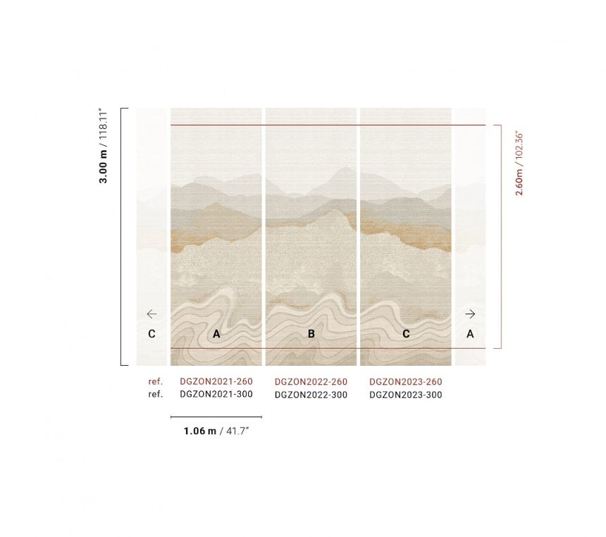 Bildtapete, grau-beige, Berglandschaft, DGZON2022-260, Amazone, Masureel