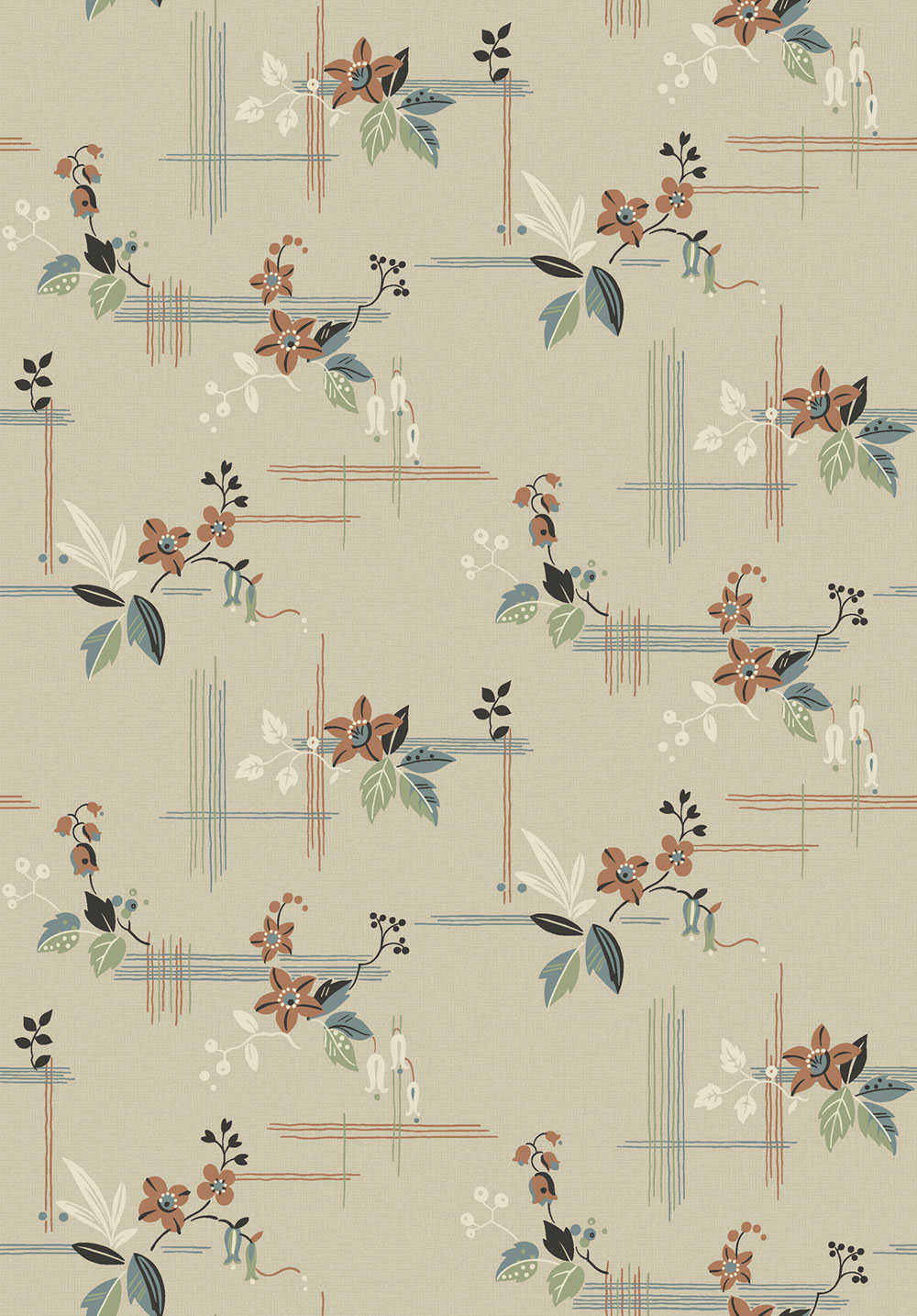 Tapete, beige, Blumen, 4172, Alla Tiders Hus, Borastapeter