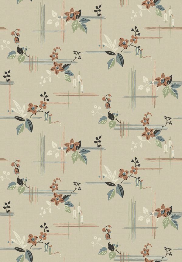 Tapete, beige, Blumen, 4172, Alla Tiders Hus, Borastapeter