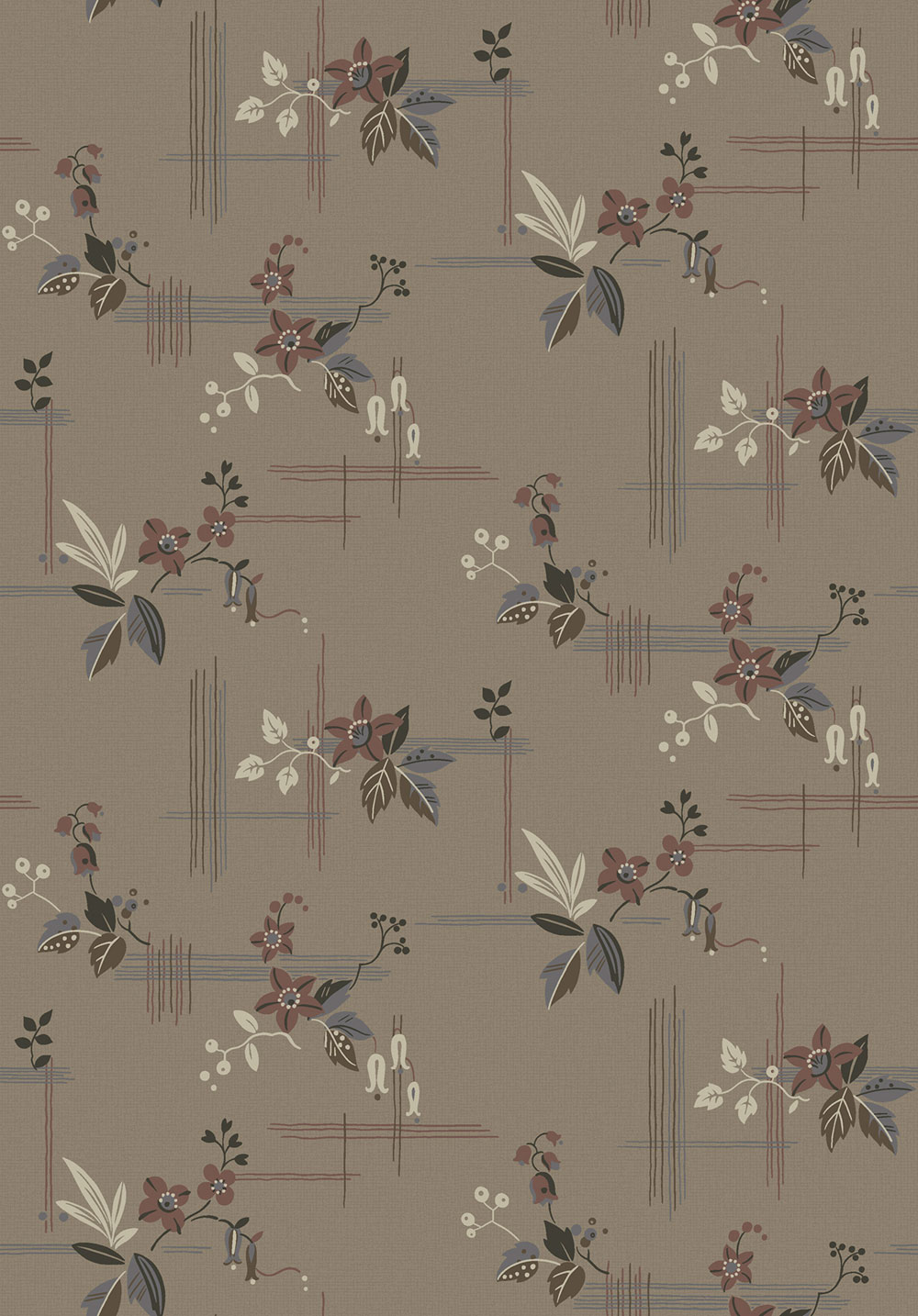 Tapete, braun, Blumen, 4173, Alla Tiders Hus, Borastapeter