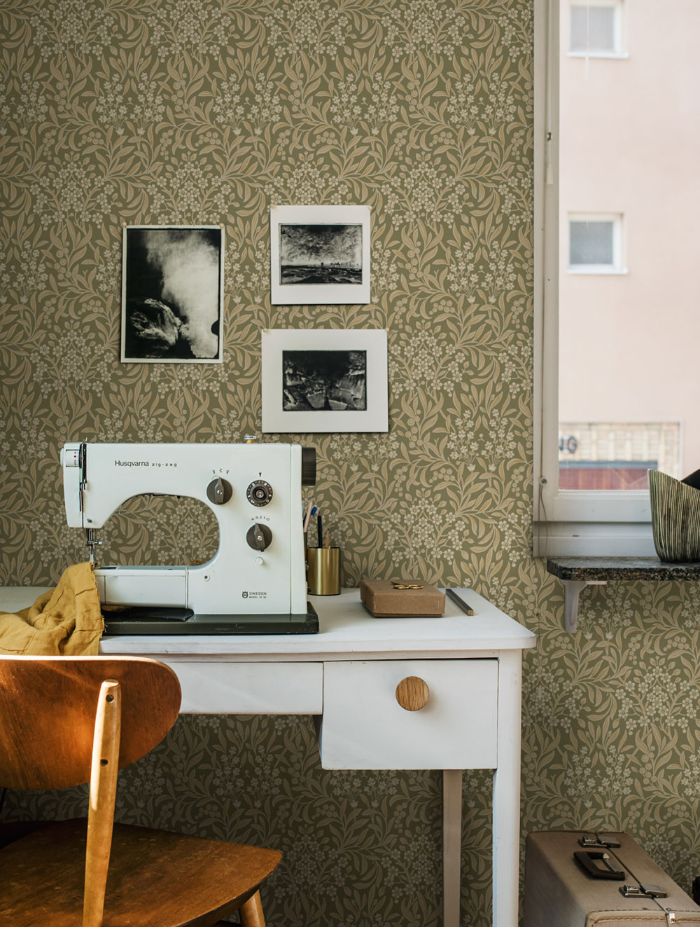 Tapete, grün, Blumen, Blätter, 4183, Alla Tiders Hus, Borastapeter