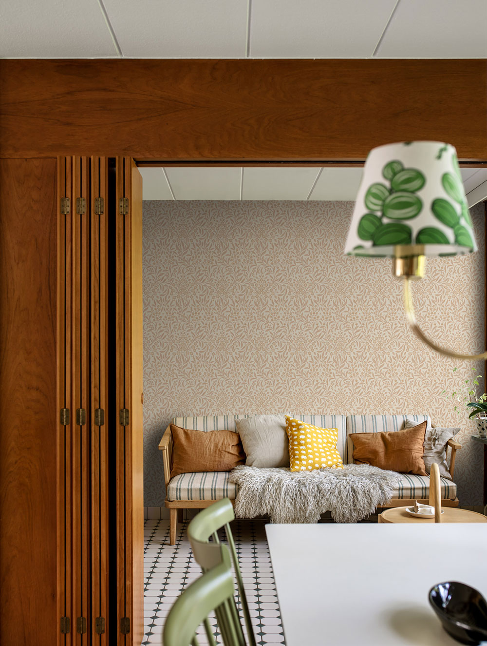 Tapete, beige-rosa, Blumen, Blätter, 4186, Alla Tiders Hus, Borastapeter