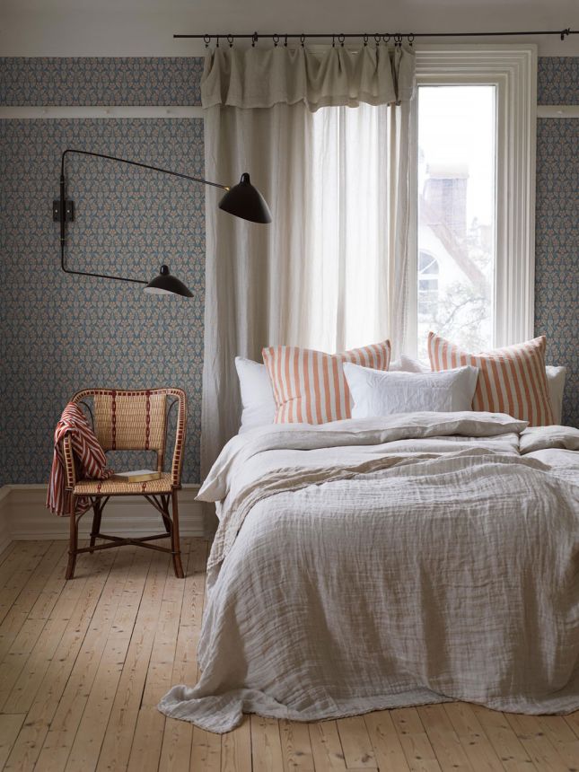 Blaue Tapete, Blumen, 4586, Icons, Borastapeter