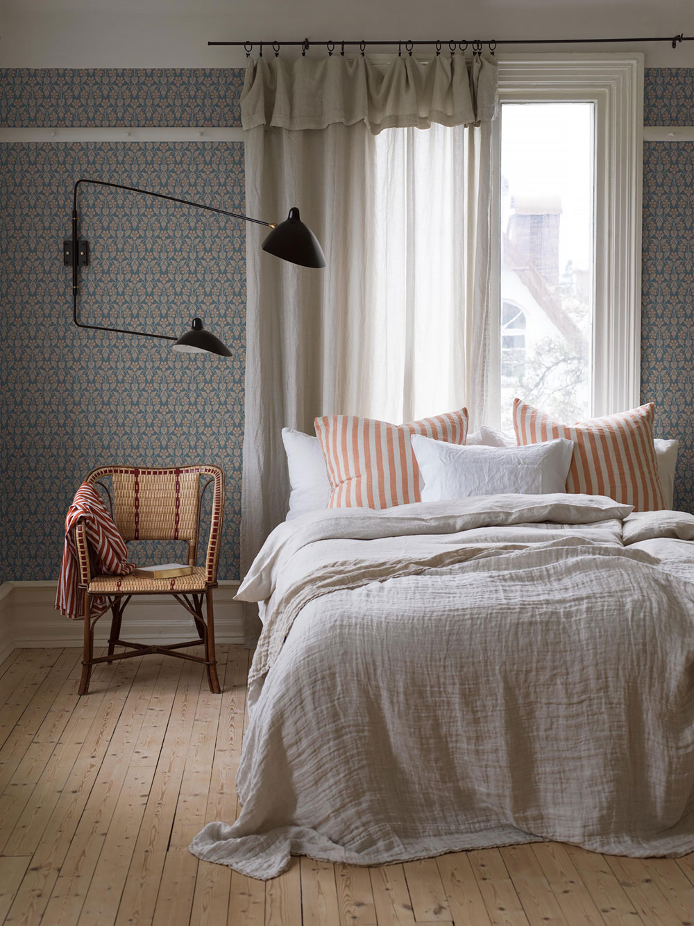 Blaue Tapete, Blumen, 4586, Icons, Borastapeter