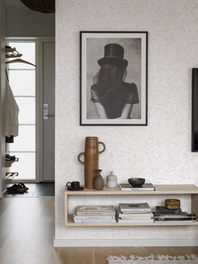 Tapete, weiß, Blumen, Blätter, 38746, Borosan Hem, Boråstapeter