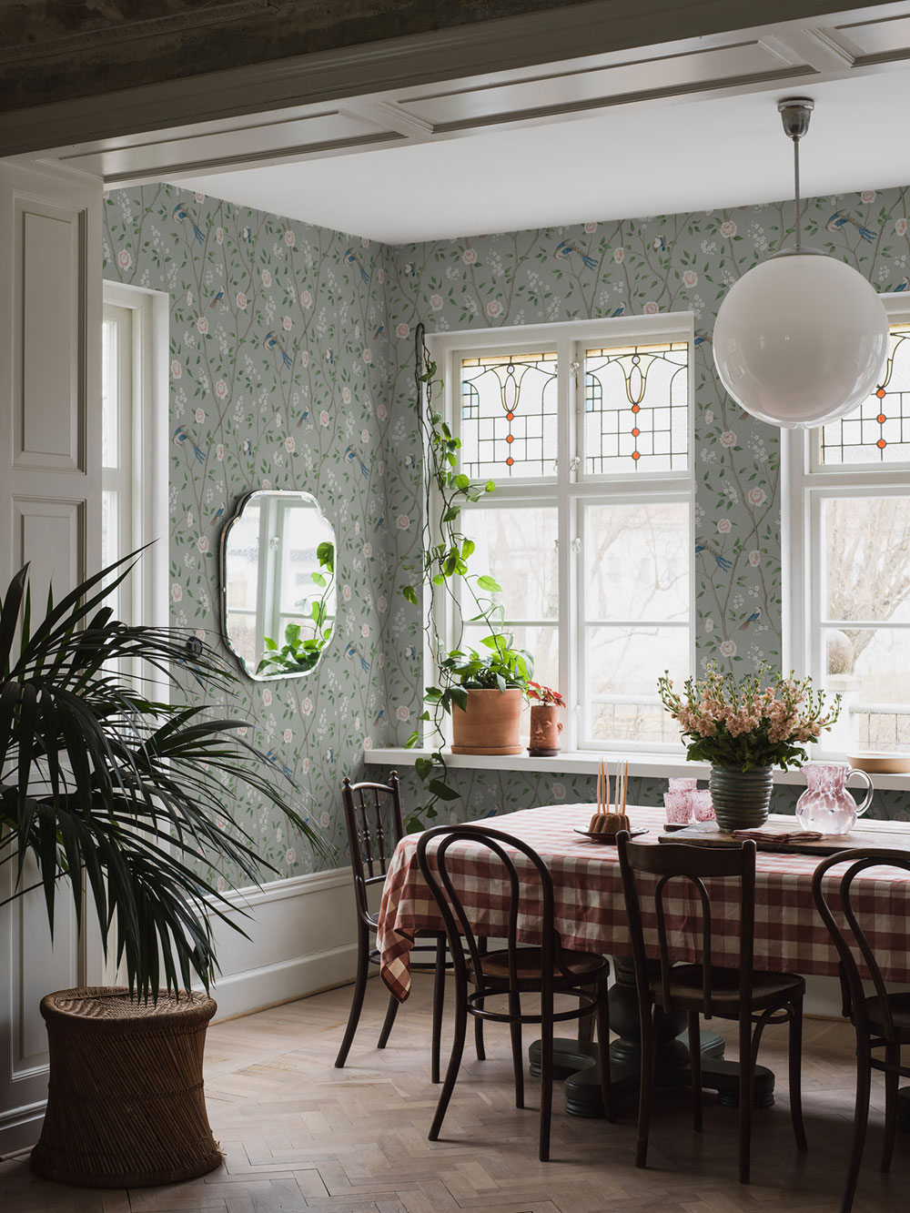 Grüne Tapete, Zweige, Vögel, 1903, Icons, Borastapeter