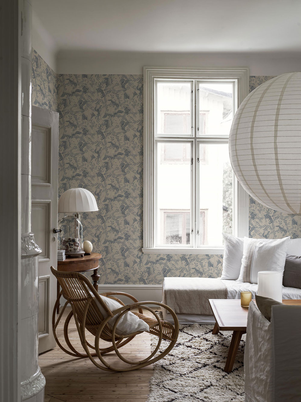 Blaue Tapete, Vögel, 3129, Icons, Borastapeter