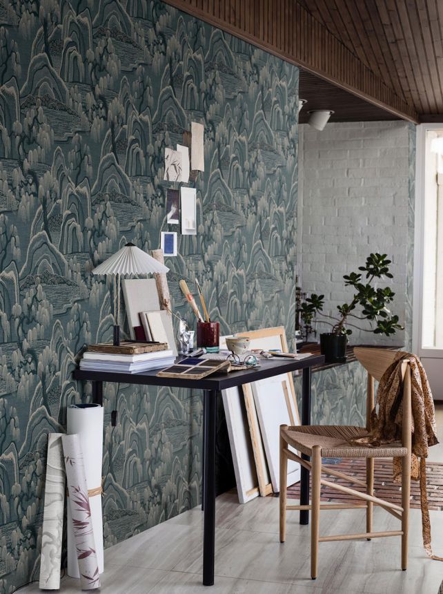 Blaue Tapete, Garten, 3133, Icons, Borastapeter