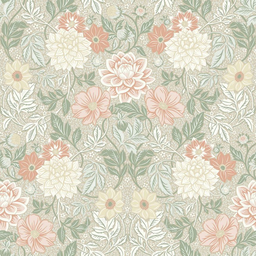 Beige Tapete, Blumen, 7665, Icons, Borastapeter