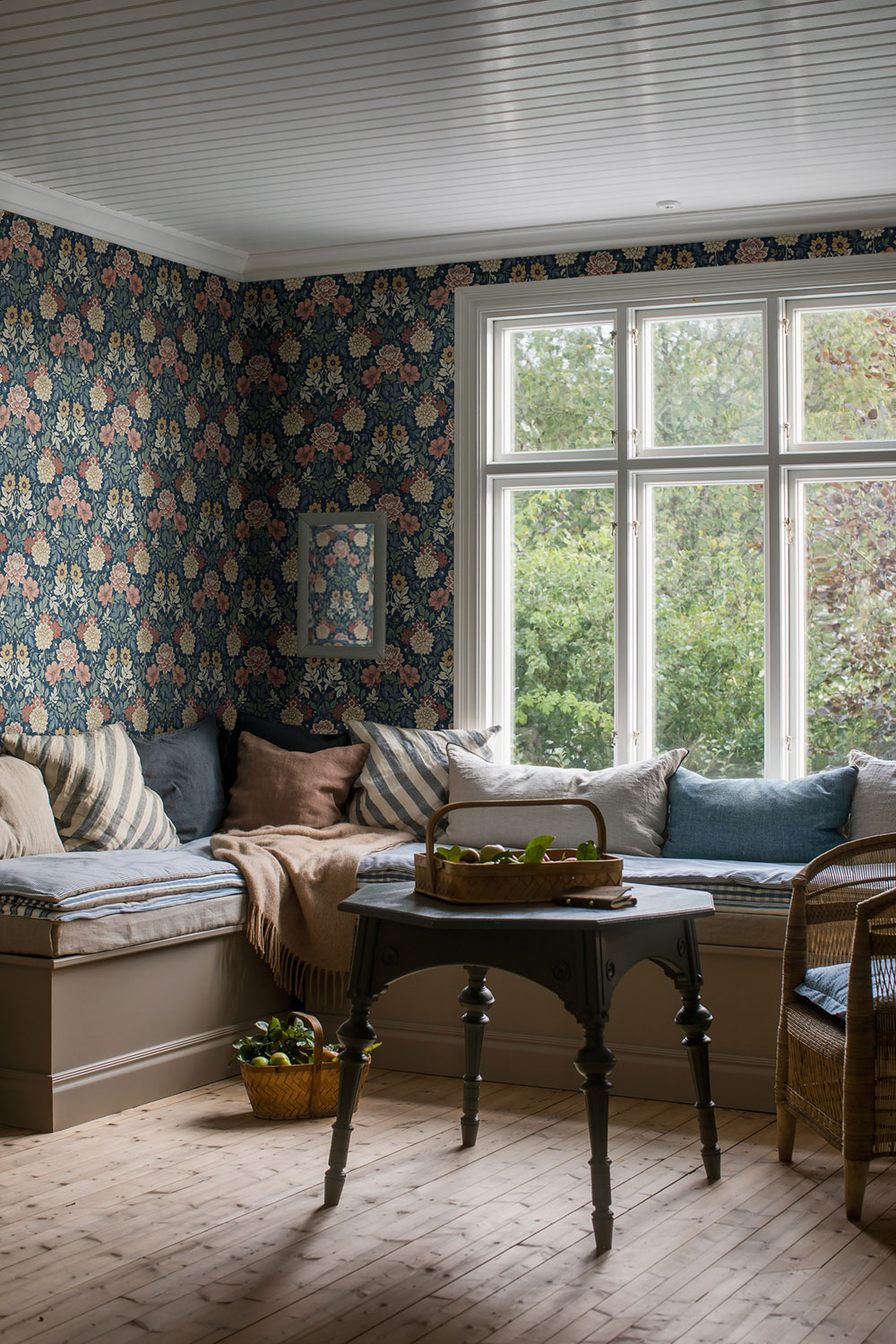 Blaue Tapete, Blumen, 7690, Icons, Borastapeter