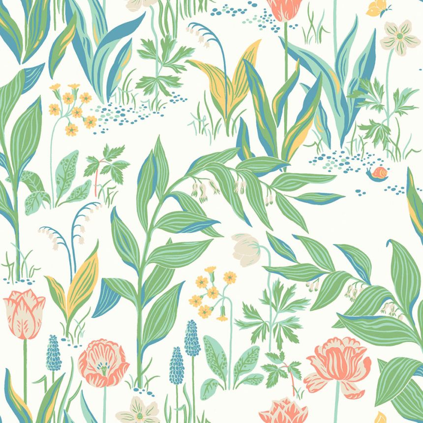 Weiße Tapete, Blumen, Tulpen, 7218, Icons, Borastapeter