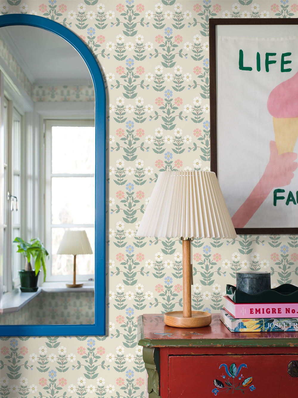 Tapete, cremefarben, Blumen, 4812, New Heritage, Boråstapeter