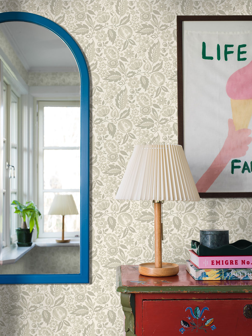 Tapete, beige-grau, Blumen, 4818, New Heritage, Boråstapeter