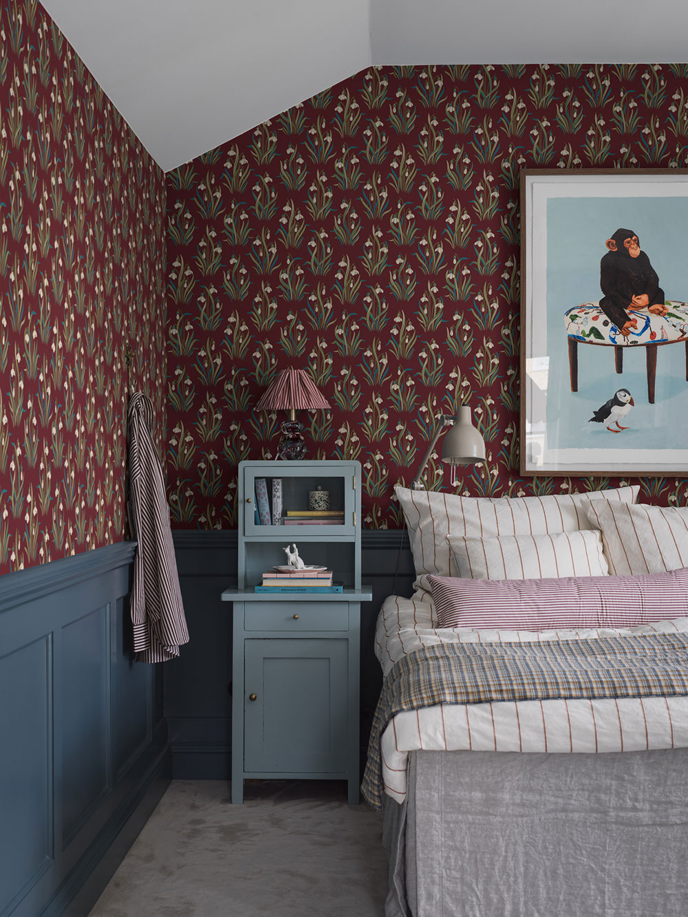 Tapete, weinrot, Blumen, Schneeglöckchen, 4837, New Heritage, Boråstapeter