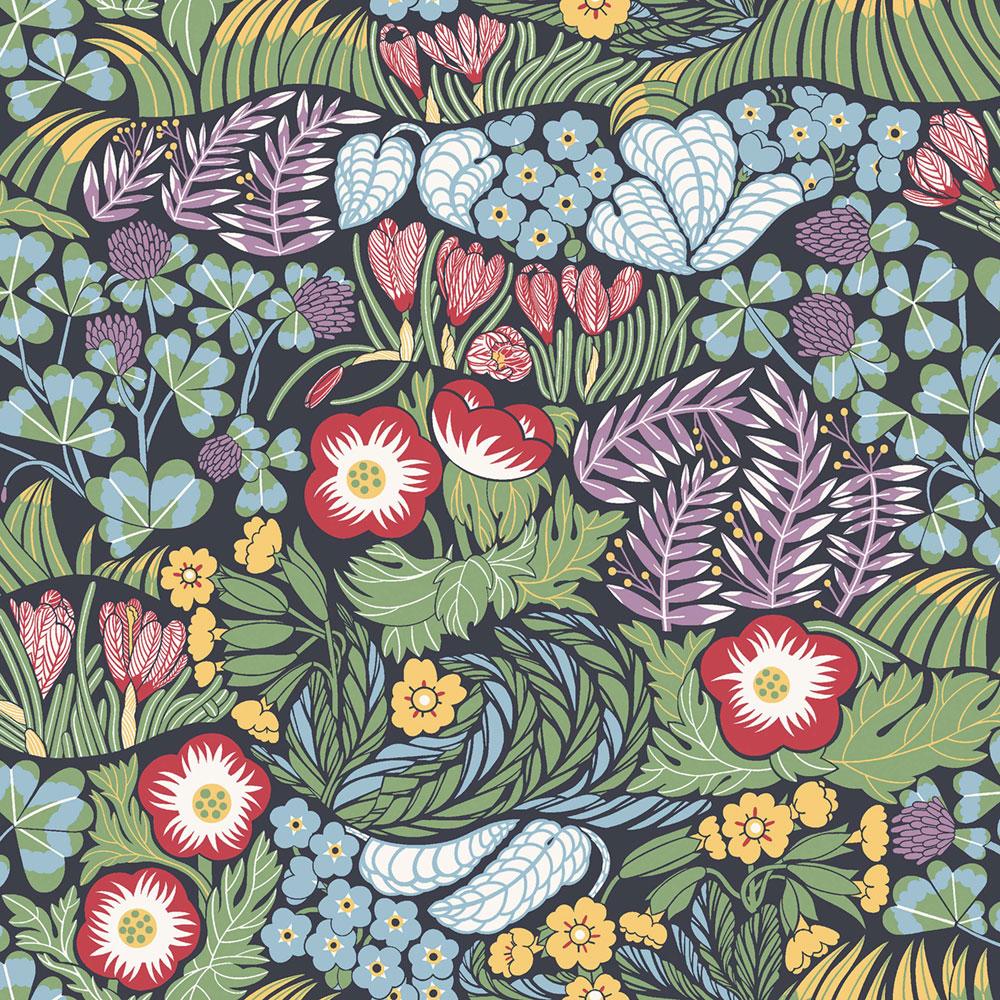 Tapete, schwarz, Blumen, 4842, New Heritage, Boråstapeter