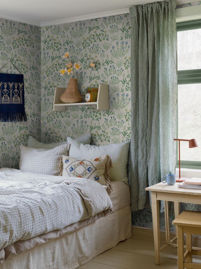 Tapete, weiß, Blumen, 5803, Nordic Folk, Borastapeter