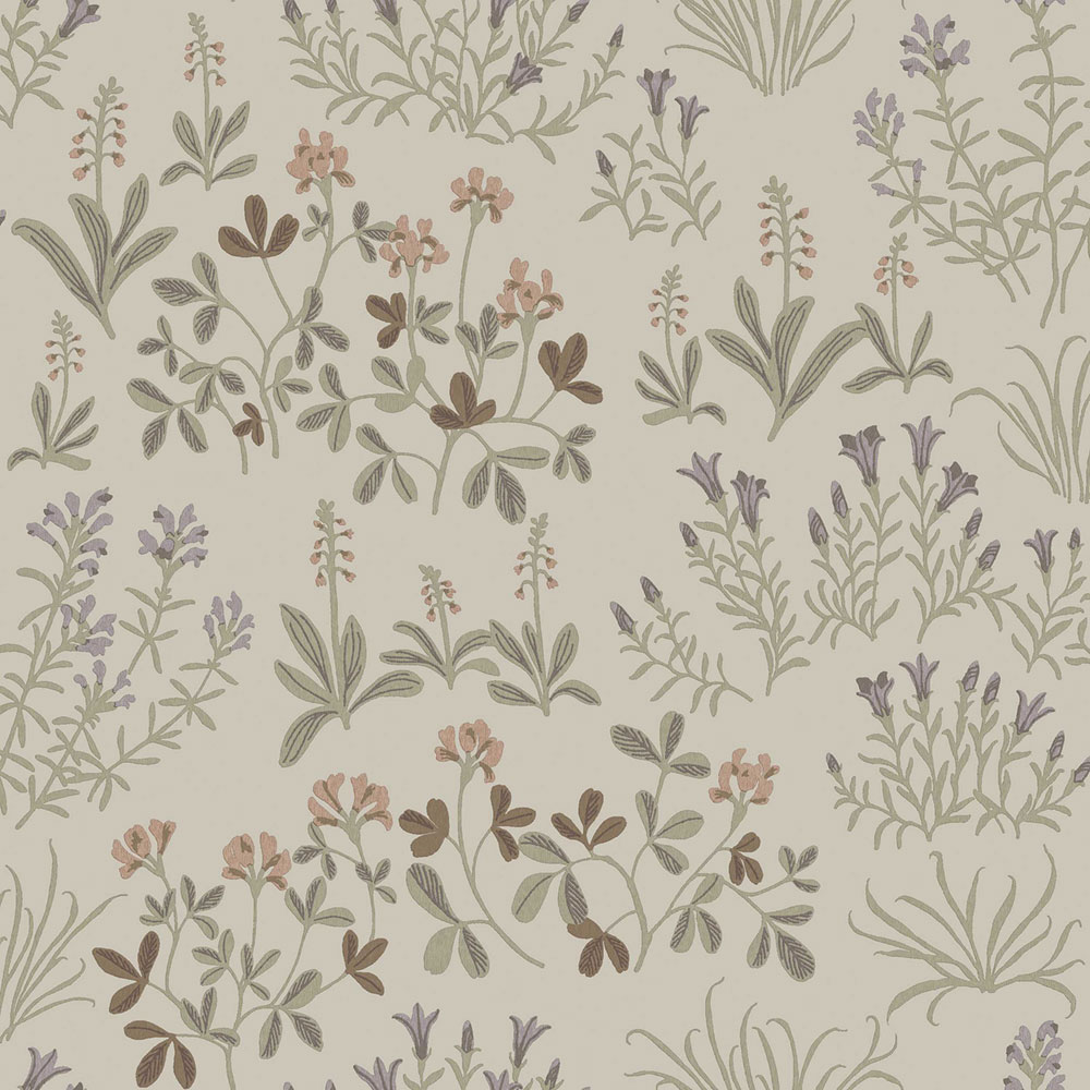 Tapete, beige-grau, Blumen, 5804, Nordic Folk, Borastapeter